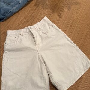 We The Free Cream Denim Shorts